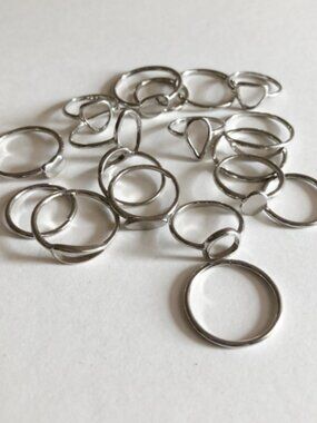 Silver Abstract Fashion Rings 19 Pieces